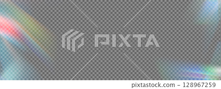 Rainbow light prism background. Iridescent effect backdrop overlay. Vector illustration 128967259