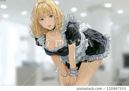 一眼望去就讓人心動不已!美麗的女僕鞠躬姿勢插畫 一眼望去就讓人心動不已!美麗的女僕鞠躬姿勢插畫 128967333