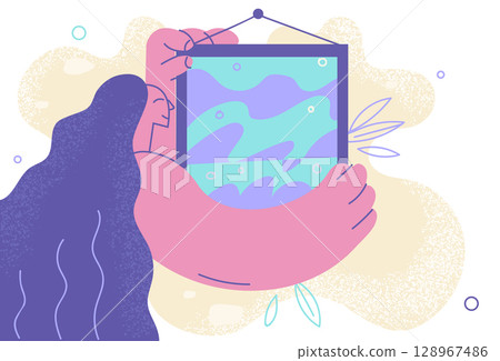 Interior elements, photo frame, mockup concept Interior elements, photo frame, mockup concept 128967486