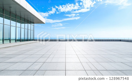 《AI image》Deck with a view of the blue sky 128967548