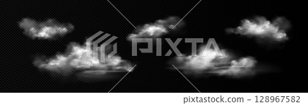 Realistic cloud formations on transparent Realistic cloud formations on transparent 128967582