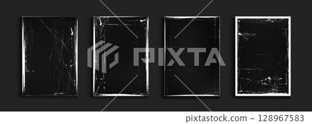 Worn paper frames with grunge borders 128967583