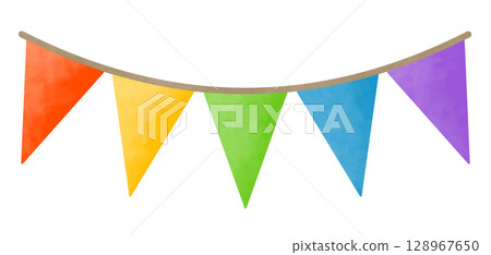 Rainbow colored garland Rainbow colored garland 128967650