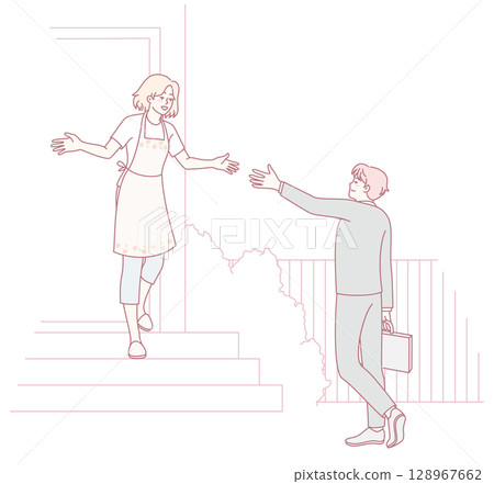 A Heartwarming Welcoming Encounter at the Doorstep for Friends and Neighbors Alike A Heartwarming Welcoming Encounter at the Doorstep for Friends and Neighbors Alike 128967662