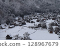 Snow falling Shirakawa Town 128967679
