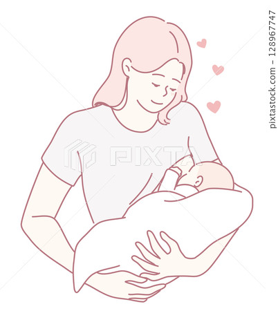 Tender Moments A Loving Mother Gently Holding Her Precious Baby with Endless Affection 128967747