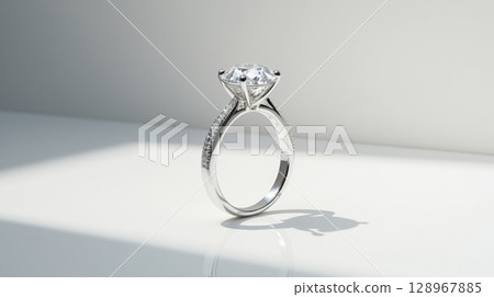 gold ring with diamond isolated 128967885