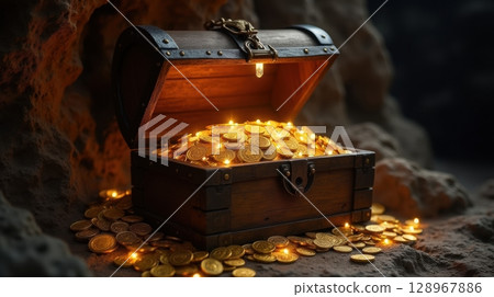 chest with fire in the oven at night 128967886