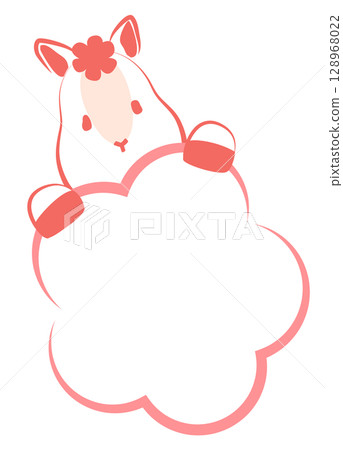 Year of the Horse New Year's material: A horse clinging to a plum blossom on which you can write letters 128968022