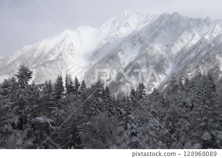 A snow-capped mountain 128968089
