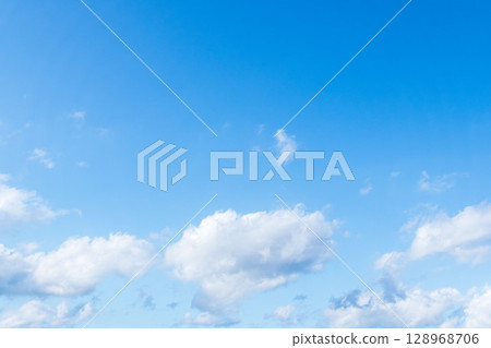 Summer sky: Clear blue sky and clouds 196 128968706
