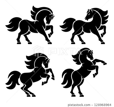 Silhouette of Horse Set 128968964