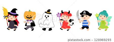 Halloween costume procession illustration 01 128969293