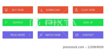 一組各種網頁按鈕圖標 128969699