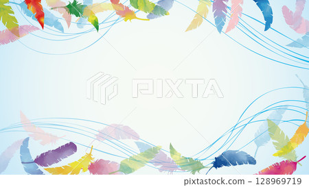 Hand-painted watercolor colorful feathers fluttering (16:9) 2 Hand-painted watercolor colorful feathers fluttering (16:9) 2 128969719