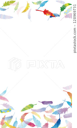 手繪水彩彩色羽毛飄揚（16：9）直式4 128969731