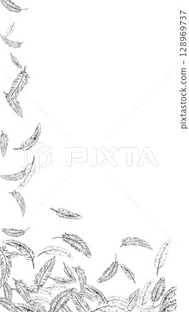 Frame with hand-drawn line drawing feathers fluttering about (16:9) vertical 2 Frame with hand-drawn line drawing feathers fluttering about (16:9) vertical 2 128969737