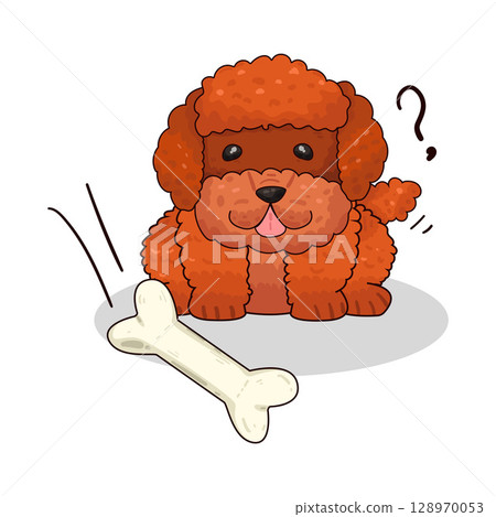 illustration of dog playing with bone illustration of dog playing with bone 128970053