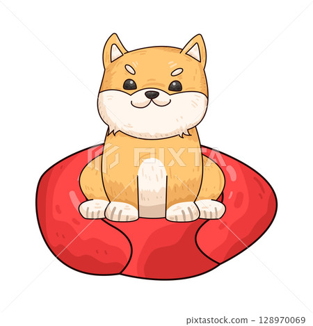 illustration of dog bed 128970069