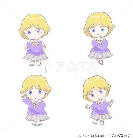 Four girls in various poses Four girls in various poses 128970157