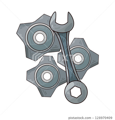 illustration of gear and wrench 128970409