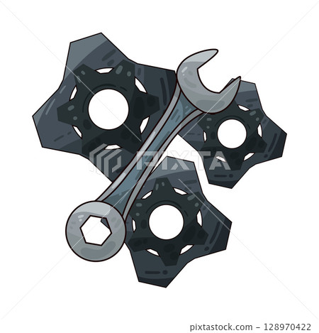 illustration of gear and wrench 128970422