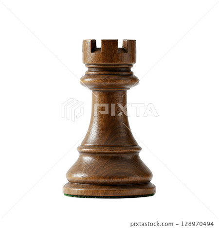 Wooden rook chess piece a symbol of defense and strategy in the classic board game 128970494
