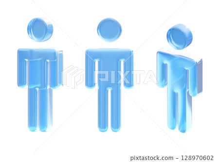 Translucent Glass Male pictogram Symbol 3D graphic 128970602