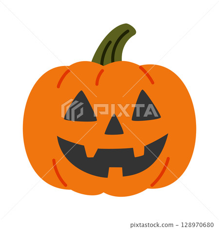 Halloween illustration of a smiling jack-o-lantern 128970680