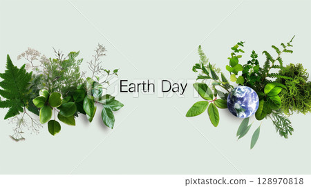 Illustration of a heartwarming earth day greeting card design with text Illustration of a heartwarming earth day greeting card design with text 128970818