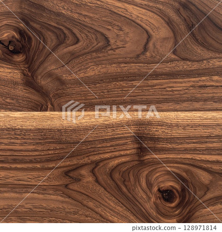 Detailed Close Up of a Dark Brown Wood Grain with Intricate Natural Patterns 128971814