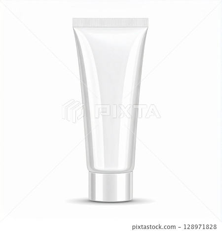 White Cream Tube Isolated On White Background for Cosmetic Product Mockup 128971828