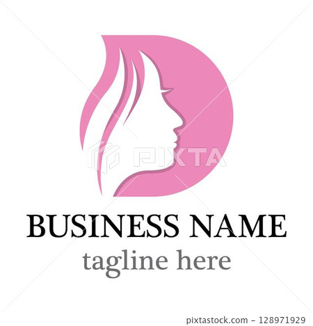 Woman face and letter d logo template 128971929