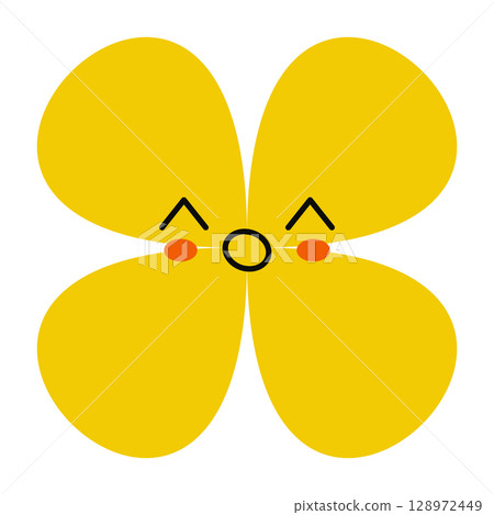 Graphic illustration of a joyful flower face with bold expression. Fun and whimsical floral design Graphic illustration of a joyful flower face with bold expression. Fun and whimsical floral design 128972449