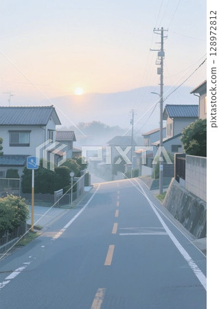 Illustration material: A hill on the way to school 128972812