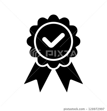 Certification Ribbon Checkmark Symbol Certification Ribbon Checkmark Symbol 128972997