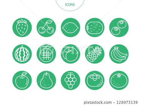 水果圖示象形文字向量插圖集 128973139
