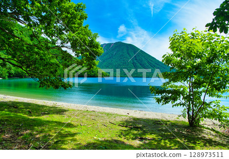 Nikko City, Tochigi Prefecture: Mount Nantai and Lake Chuzenji in Oku-Nikko as summer approaches 128973511
