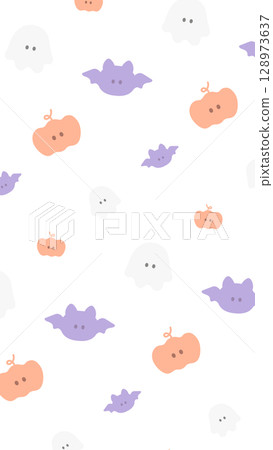 Cute and relaxed Halloween pattern 16:9 vertical PNG 128973637