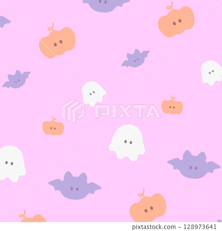 Cute Halloween pattern in pink 128973641