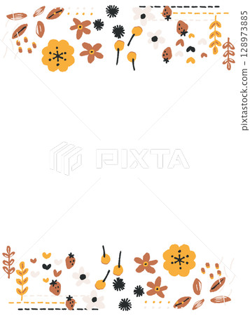 Orange cute botanical frame Orange cute botanical frame 128973885