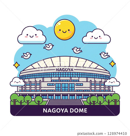 Nagoya Dome (Vantelin Dome Nagoya) Textless icon material Map icon/illustrated map creation 128974410