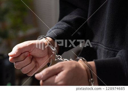 Criminal handcuffs 128974685