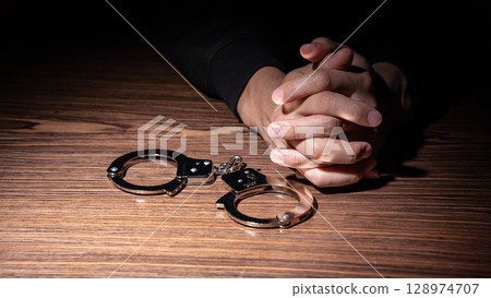 Criminal handcuffs 128974707