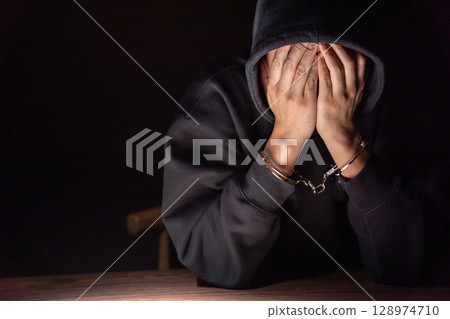 刑事手銬審訊 128974710