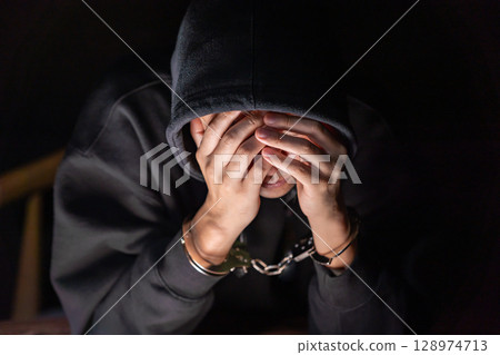 刑事手銬審訊 128974713