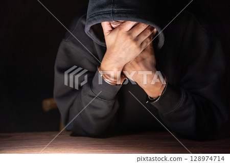 刑事手銬審訊 128974714