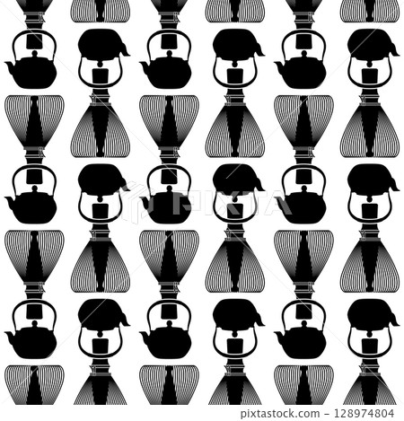 Simple and modern patterns of tea ceremony utensils, 128974804