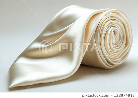 Perfect for premium branding. Luxury Silk tie light milky color in a white background. 128974912