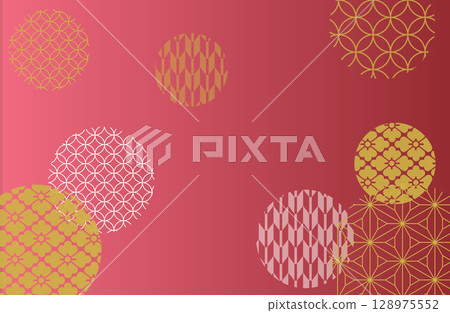 Red and gold Japanese pattern background design | Red background, Japanese pattern, hemp leaf, Shippo, tortoise shell, Seigaiha, circular pattern, traditional pattern 128975552